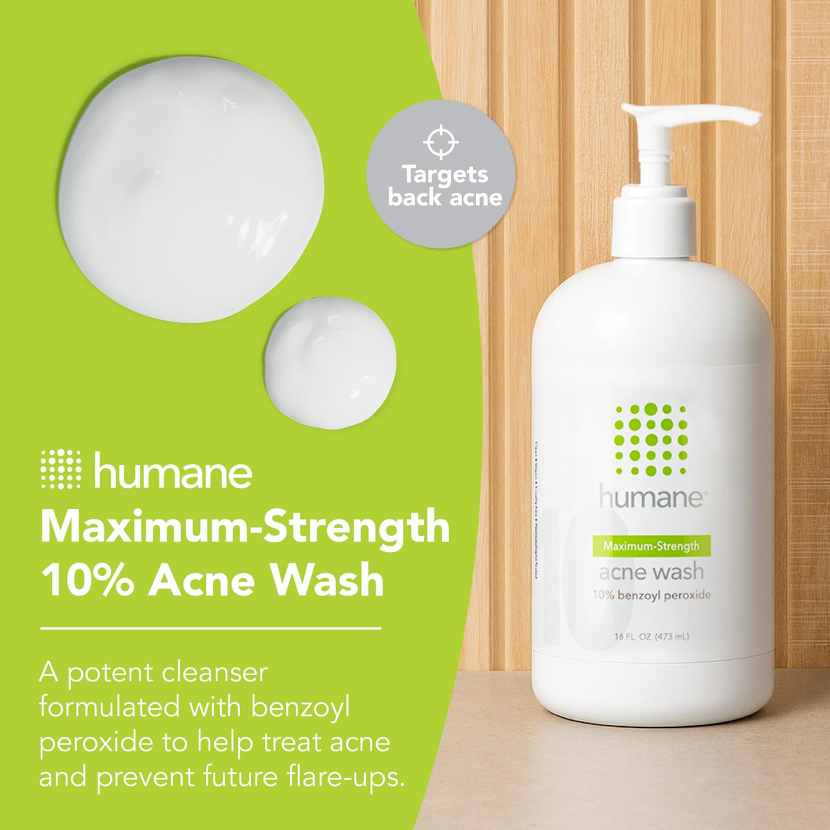 humane Acne Body Wash bottle side view