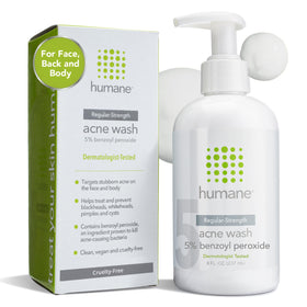humane Benzoyl Peroxide Acne Face Wash front view, 8 FL. OZ. bottle