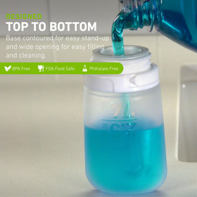 humangear GoToob+ bottle standing on its own for easy filling