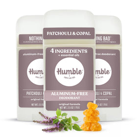 HUMBLE Aluminum-Free Deodorant 3 Pack, Patchouli & Copal front view