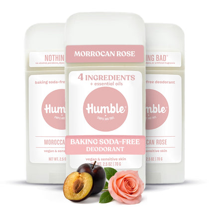 HUMBLE Aluminum-Free Deodorant Moroccan Rose 3 Pack front view