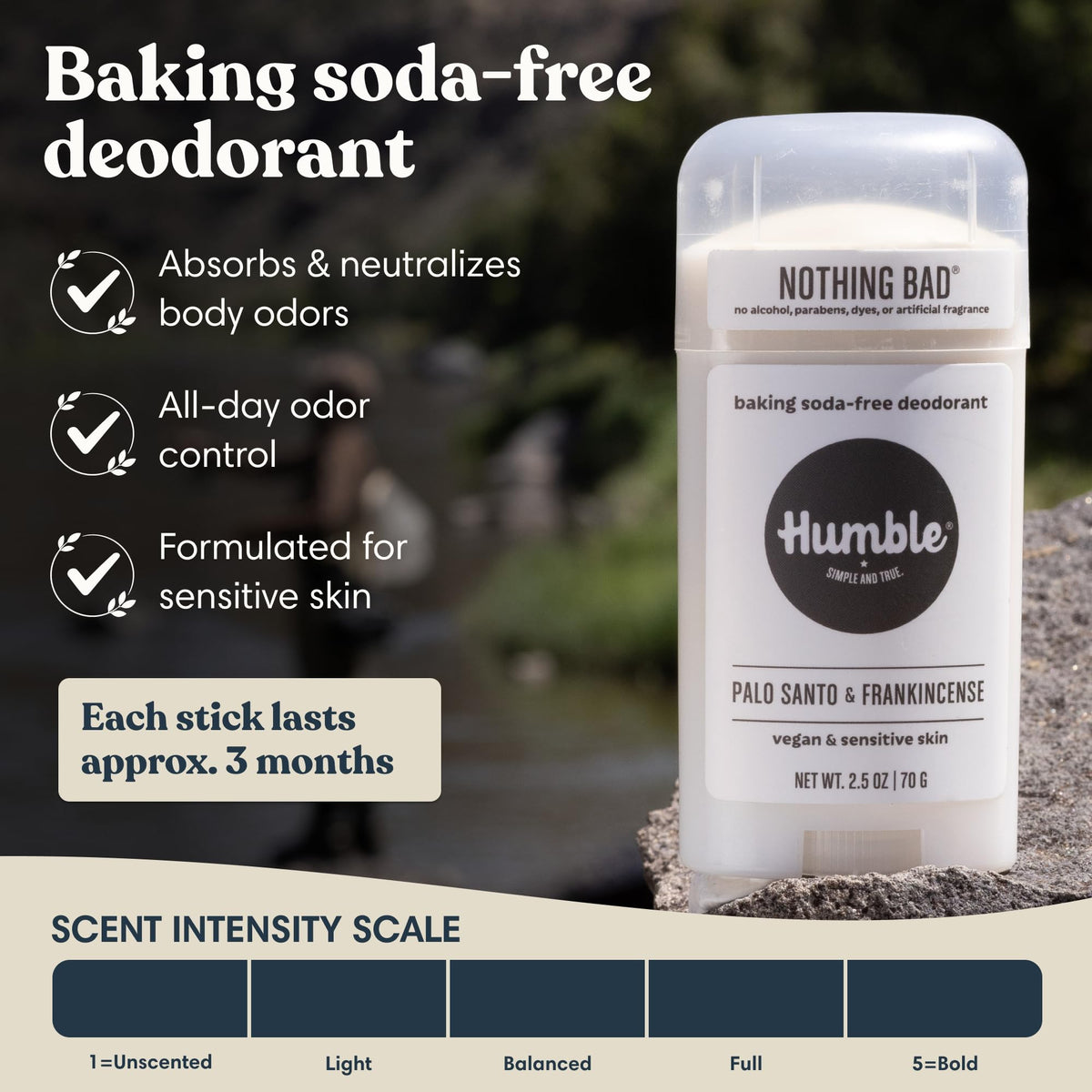 HUMBLE Aluminum-Free Deodorant Palo Santo & Frankincense packaging