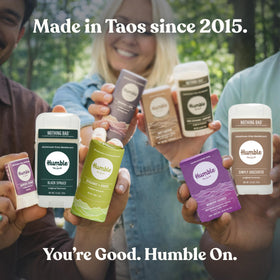 HUMBLE Aluminum-Free Deodorant with a calming nature background