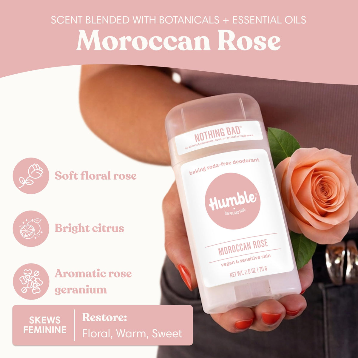 HUMBLE deodorant Moroccan Rose scent close-up