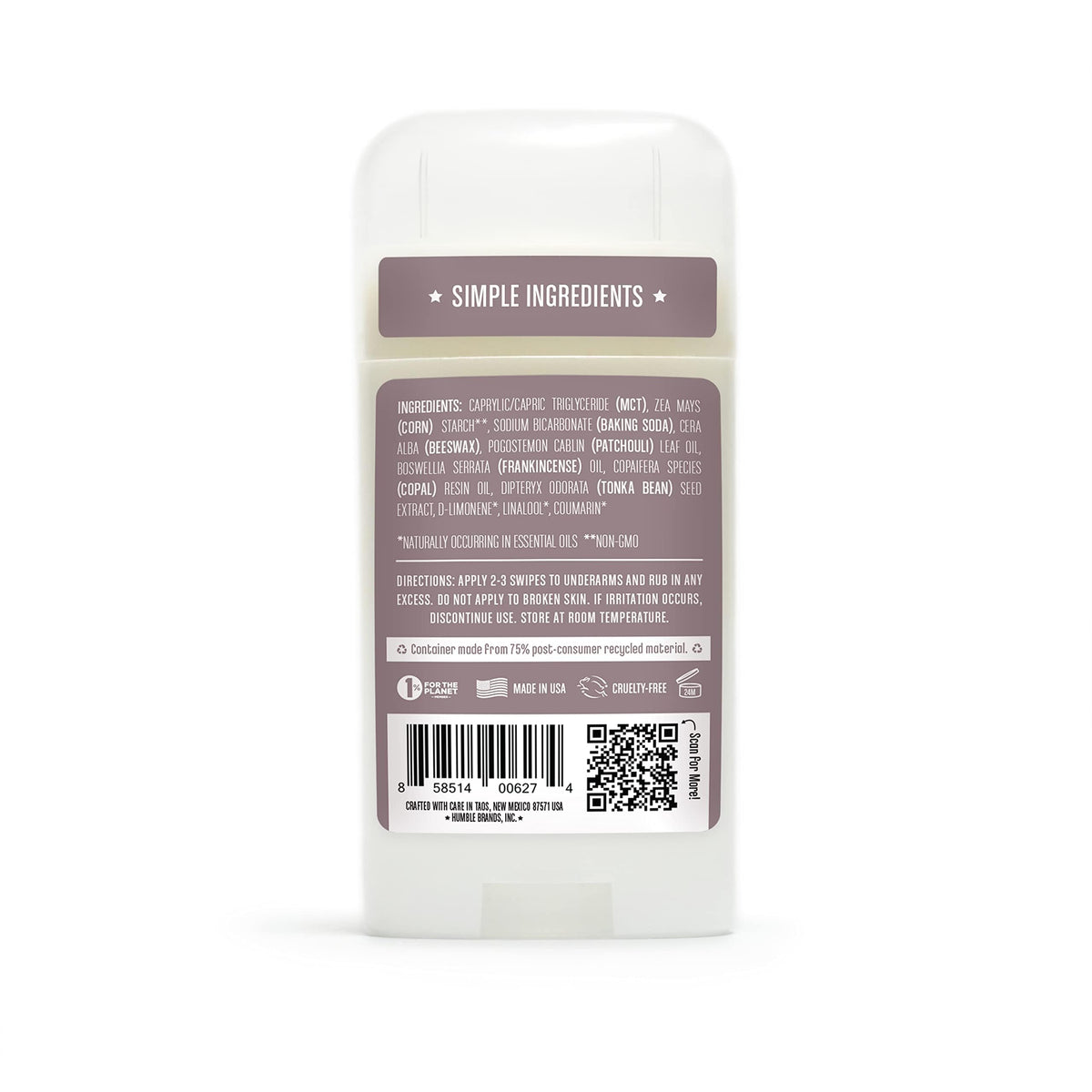 HUMBLE deodorant packaging side view
