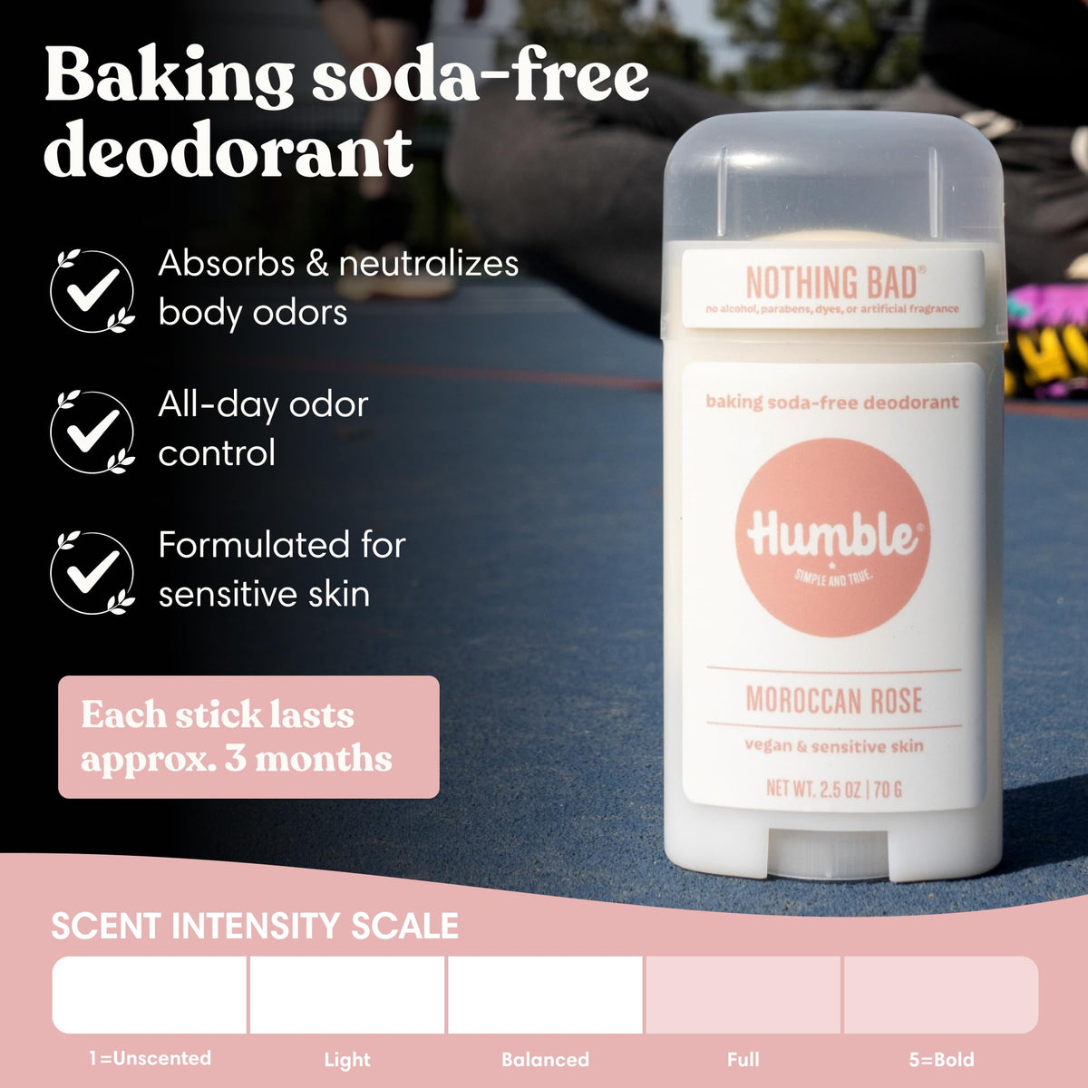 HUMBLE deodorant stick with Moroccan Rose scent
