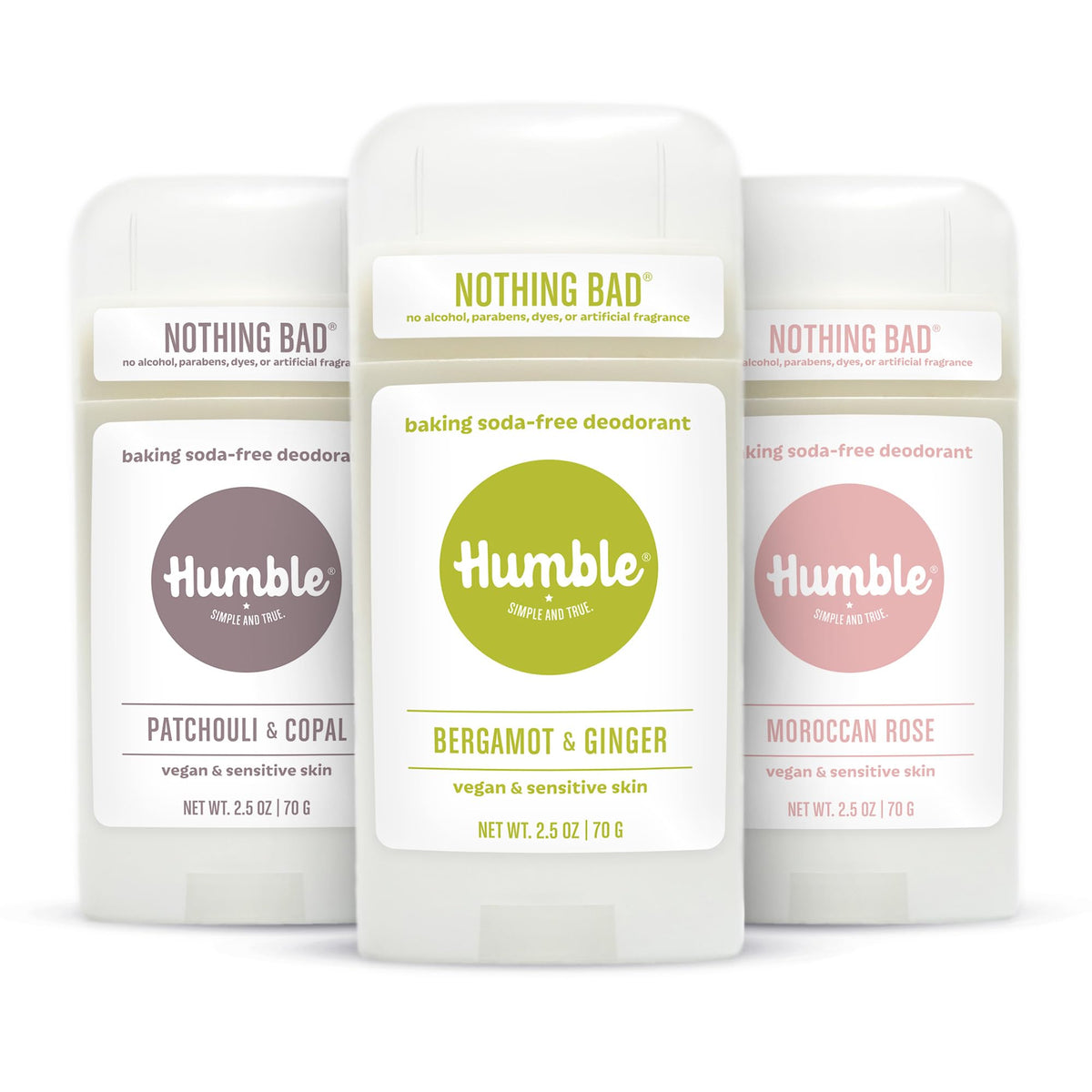 HUMBLE SIMPLE AND TRUE. Aluminum-Free Deodorant 3 Pack front view
