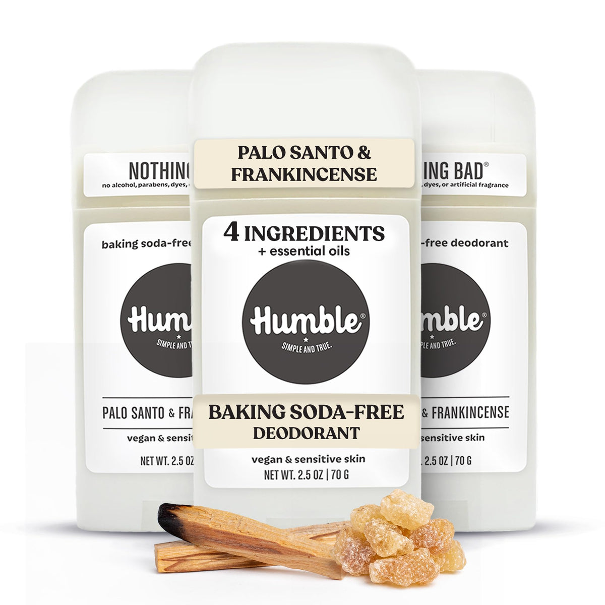 HUMBLE SIMPLE AND TRUE. Aluminum-Free Deodorant 3 Pack front view