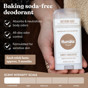 HUMBLE SIMPLE AND TRUE. Simply Unscented Deodorant back view