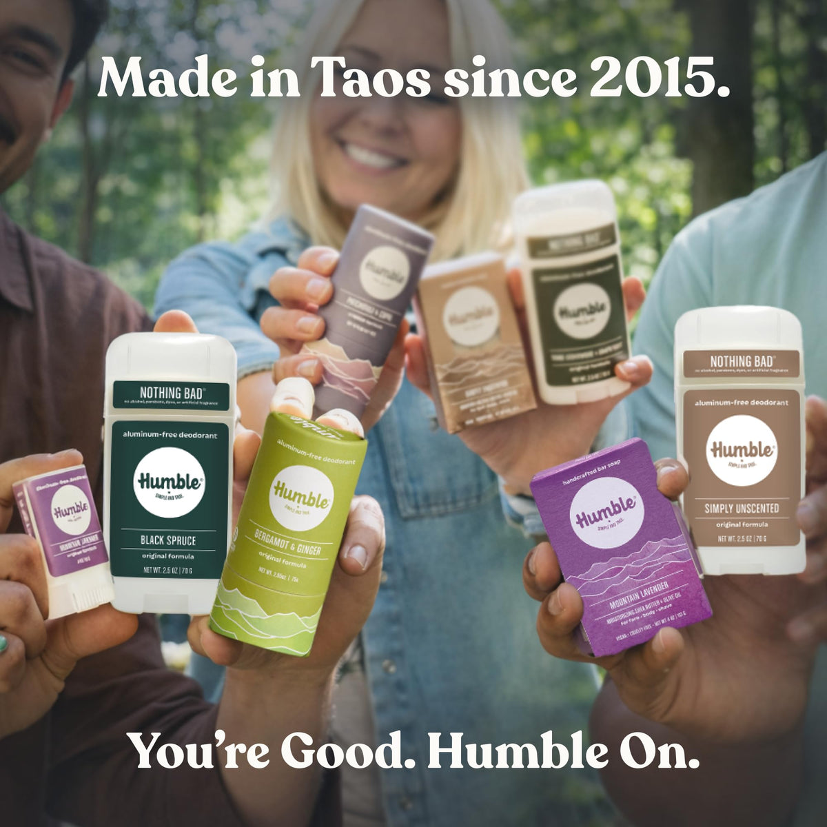 HUMBLE SIMPLE AND TRUE. Simply Unscented Deodorant lifestyle scene