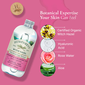 Humphreys Witch Hazel Hydrating Toner with rose flowers