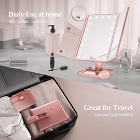 HUONUL Trifold Makeup Mirror compact design folded
