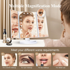 HUONUL Trifold Makeup Mirror side view showing magnification options