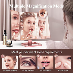 HUONUL Trifold Makeup Mirror side view showing magnification options