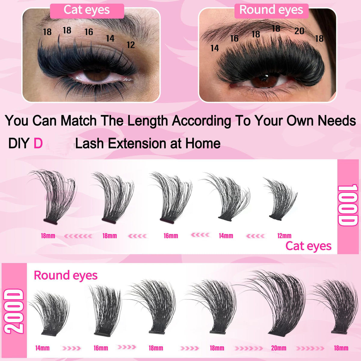 Hushlibaby Lash Clusters 12mm length close-up