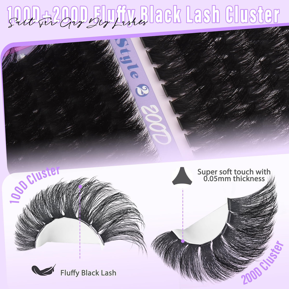 Hushlibaby Lash Clusters 14-22mm lengths displayed in packaging