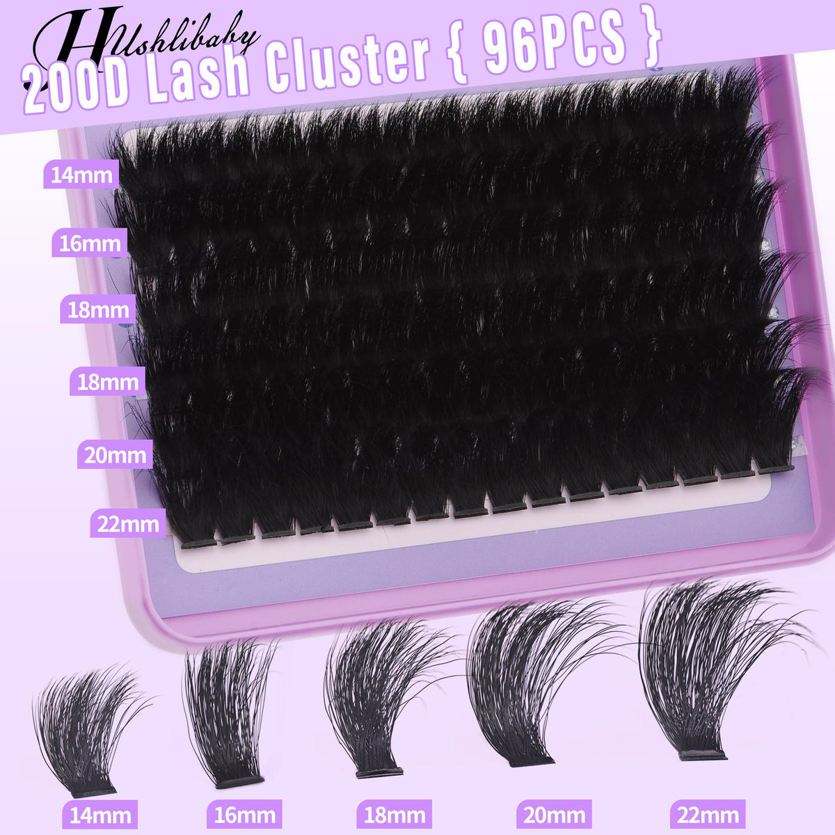 Hushlibaby Lash Clusters demonstrating bottom lashes included