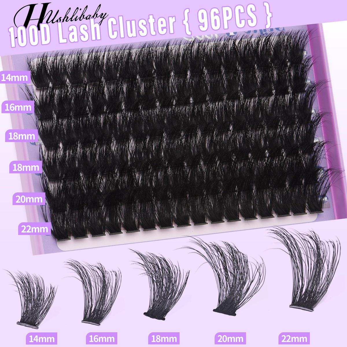 Hushlibaby Lash Clusters with practice tweezers included in the kit