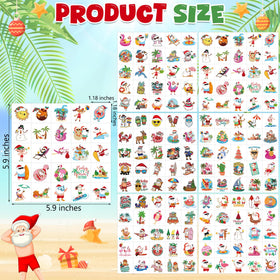 Huskein Summer Christmas Temporary Tattoos sheets with tropical designs