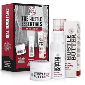 Hustle Butter Deluxe Tattoo Aftercare Kit with balm, soap, and wrap