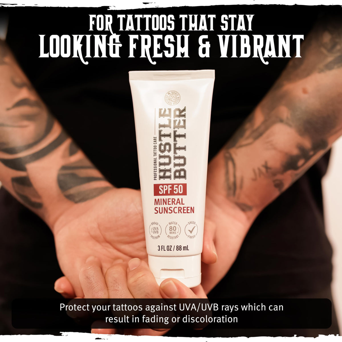 Hustle Butter Deluxe Tattoo Aftercare Sunscreen SPF 50 ingredients list