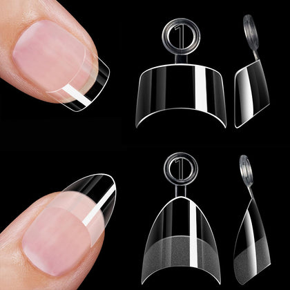 HWHUNO 480Pcs Extra Short Half Cover Almond Nail Tips front view