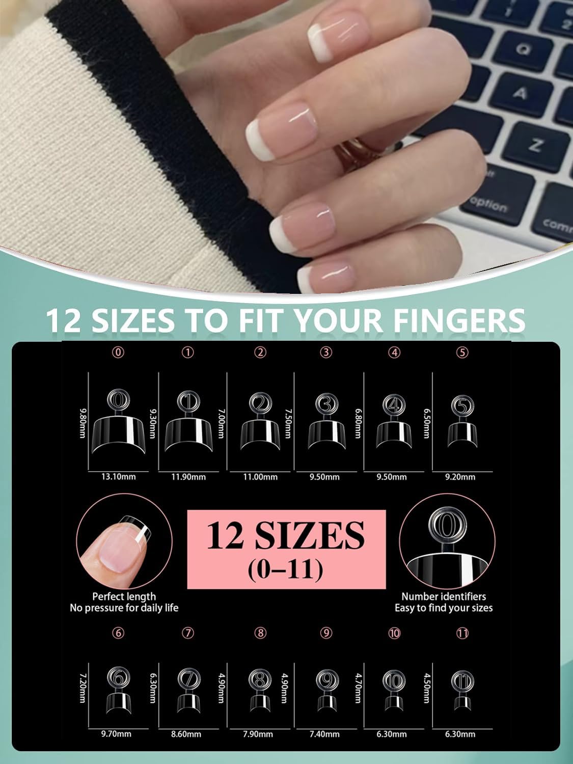 HWHUNO nail tips set showing both almond and square shapes