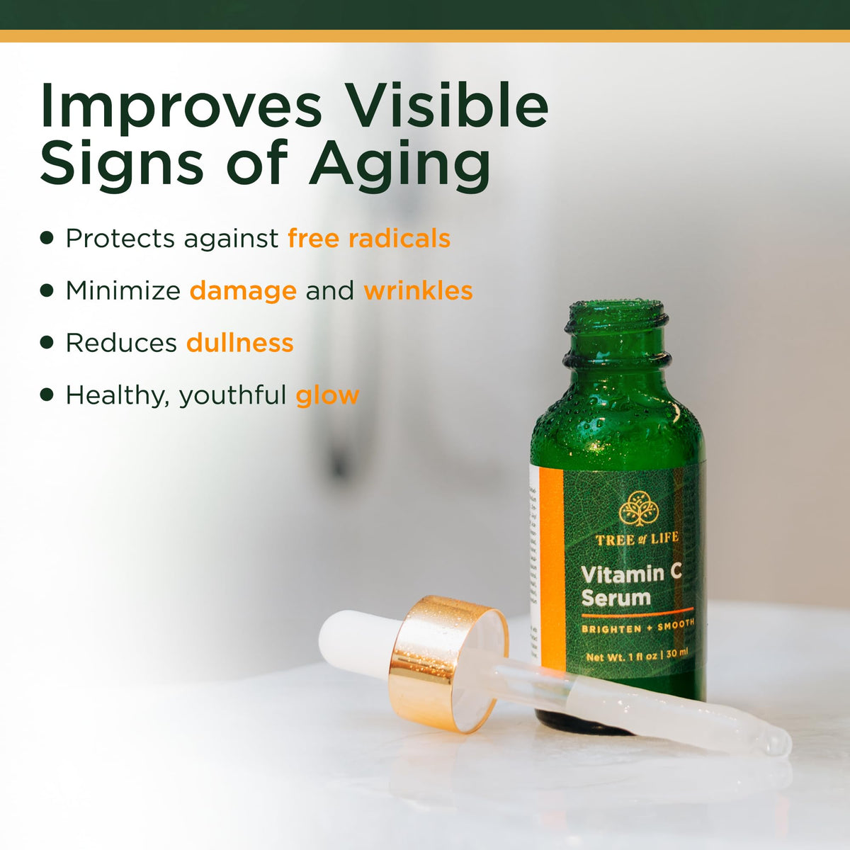 Hyaluronic Acid Serum bottle with dropper from Tree of Life