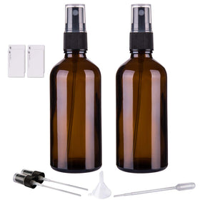 Hydior Amber Glass Spray Bottle front view, 4oz size