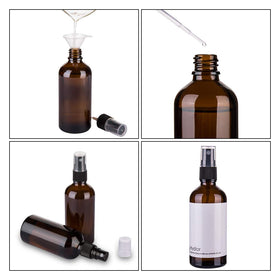 Hydior Amber Glass Spray Bottle with clear liquid inside