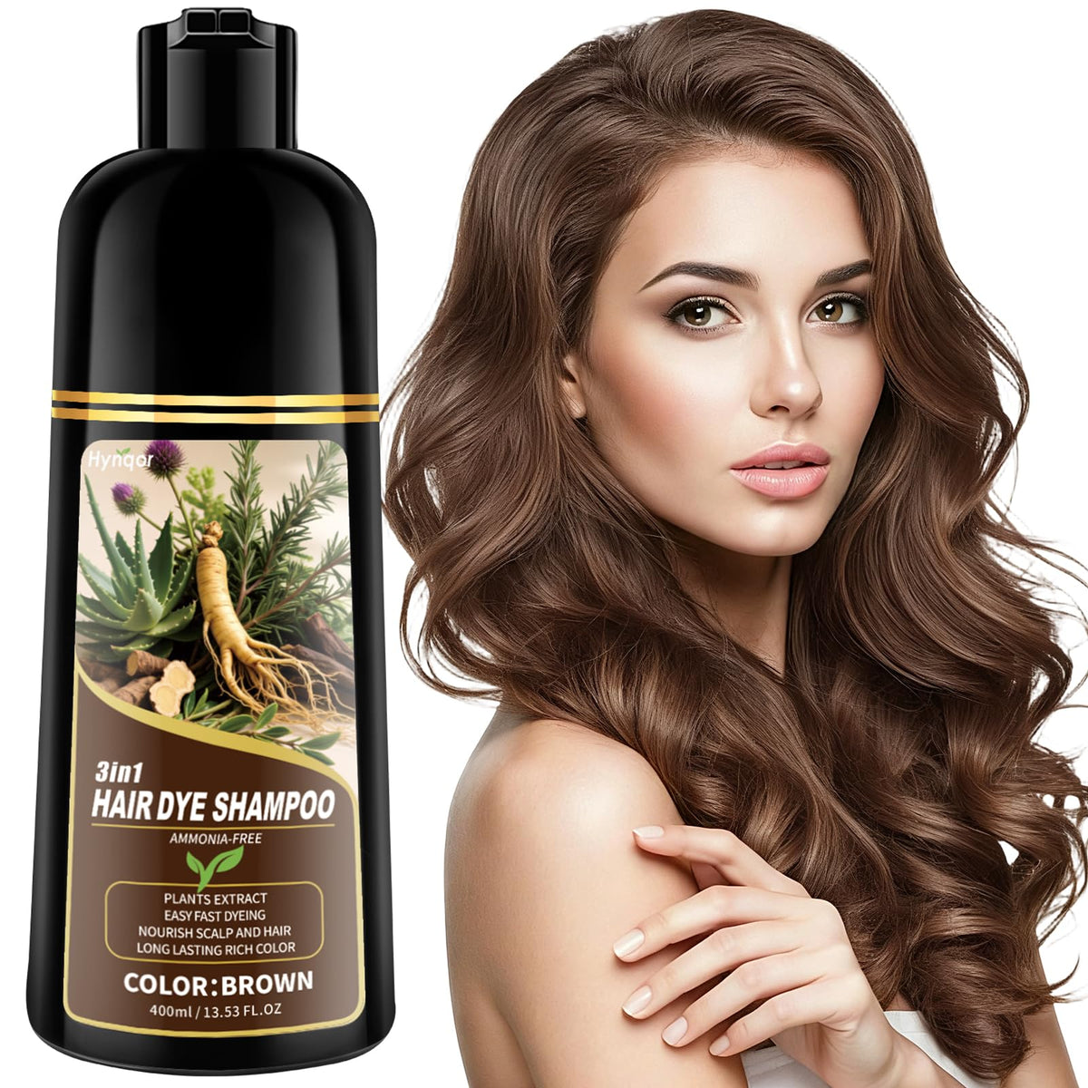 Hynqor Brown Hair Dye Shampoo 531g front view