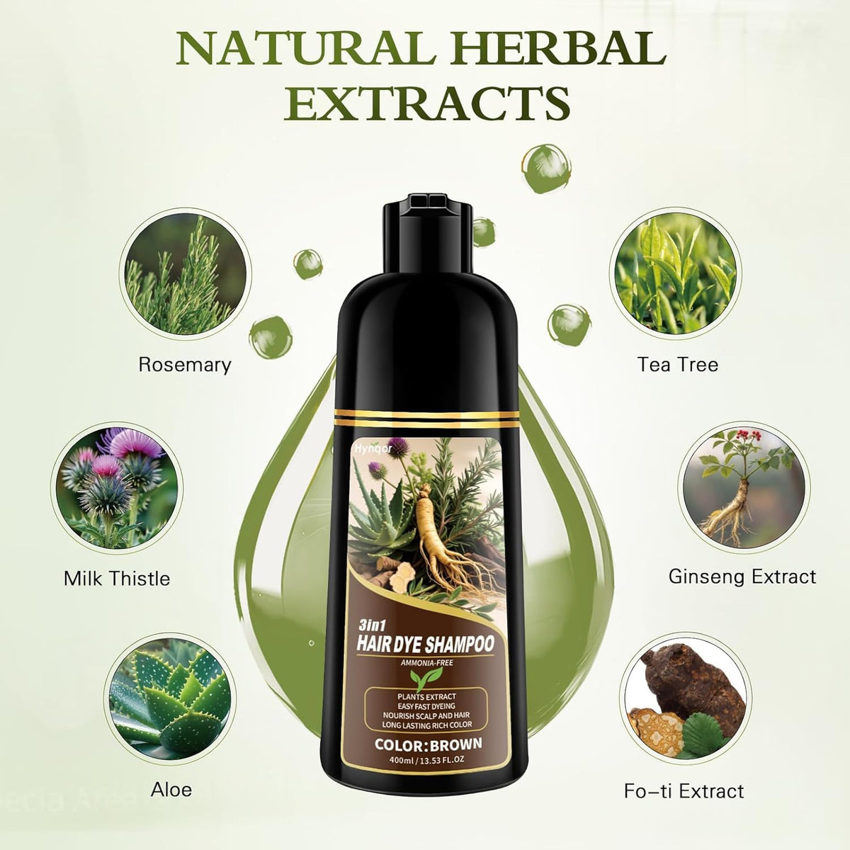 Hynqor Brown Hair Dye Shampoo application process