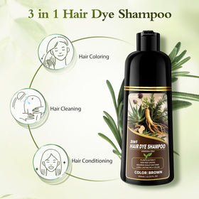 Hynqor Brown Hair Dye Shampoo bottle with herbs