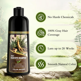 Hynqor Brown Hair Dye Shampoo herbal ingredients close-up