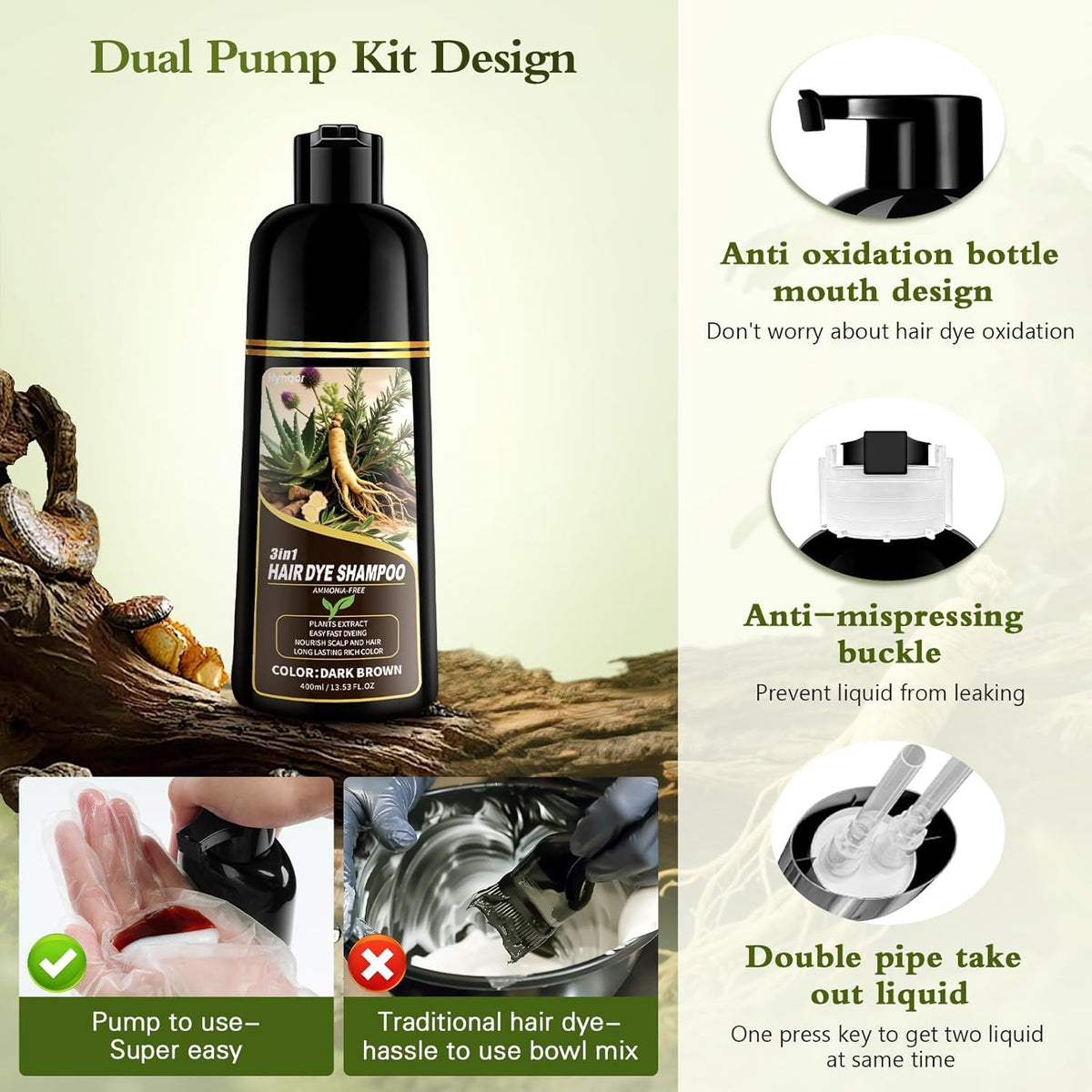 Hynqor Dark Brown Hair Dye Shampoo lifestyle scene