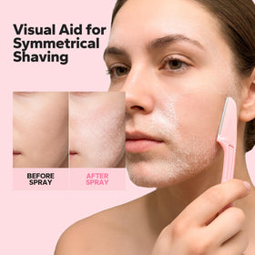 HyperHair Hair Identifier Spray in use on a woman's face