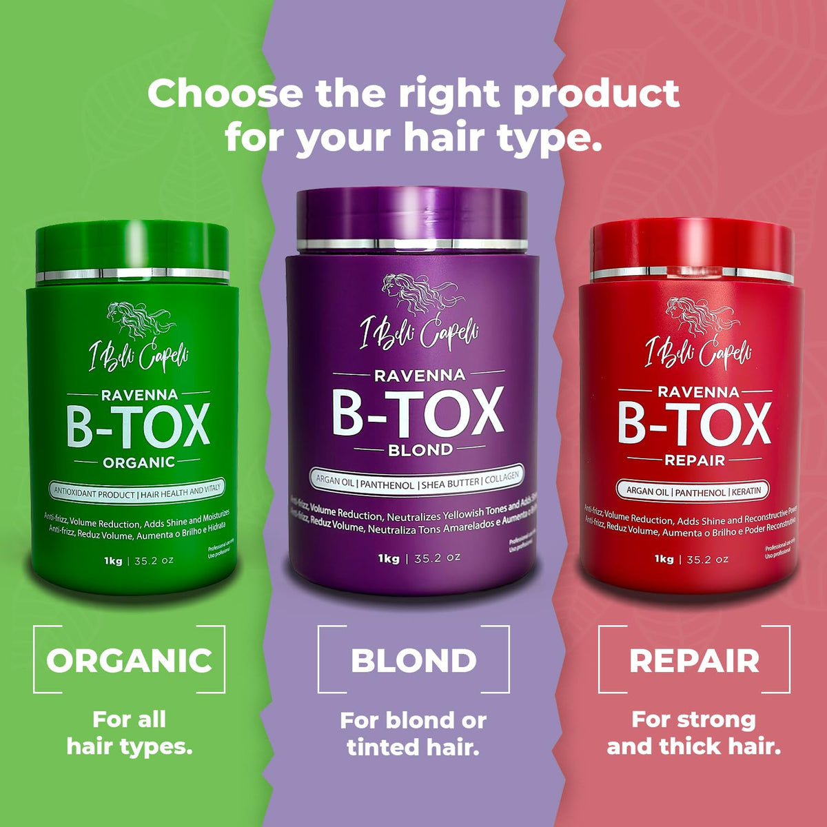 I Belli Capelli Ravenna Hair B-tox product details on display