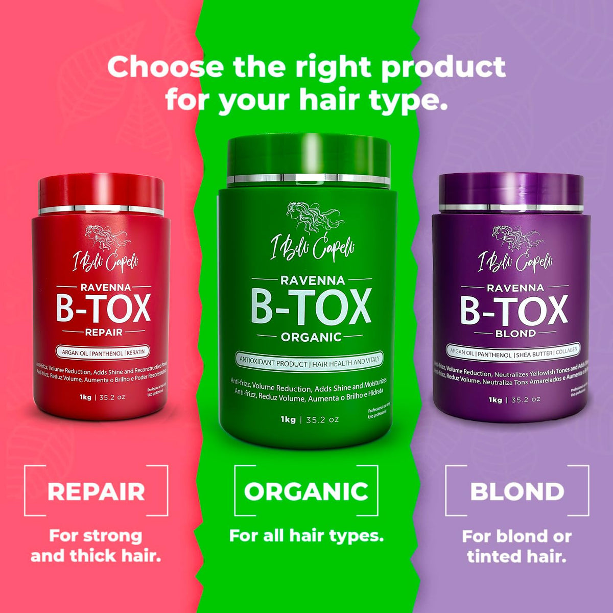I Belli Capelli Ravenna Organic Hair B-tox with hair styling tools