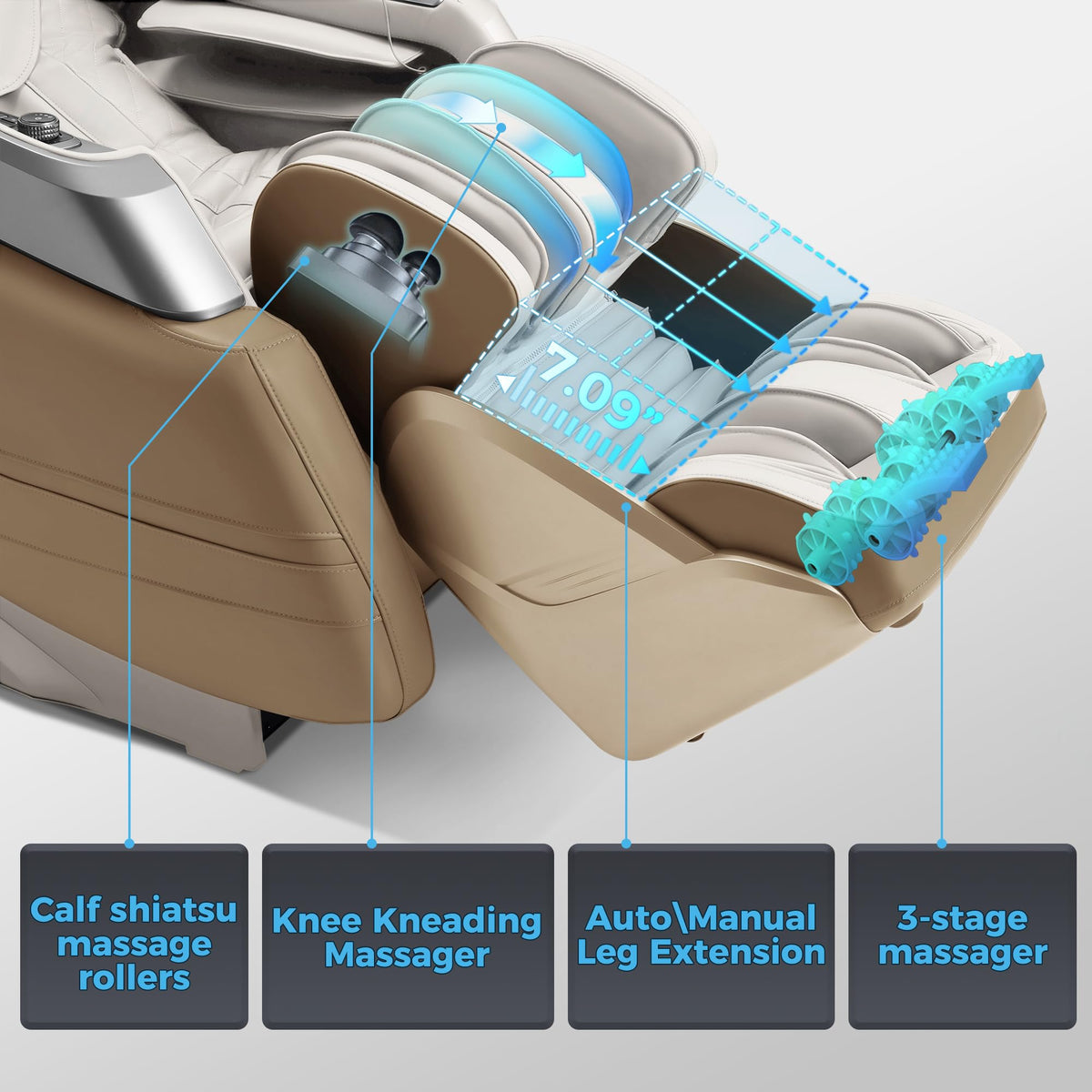 iBooMas P03 4D Massage Chair showcasing control panel and features
