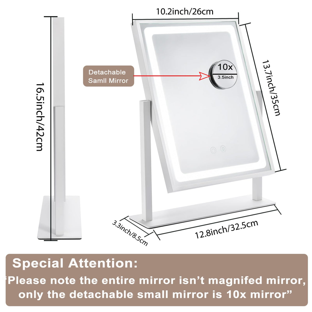 IBRIGHTSO Vanity Mirror showing cool white lighting mode