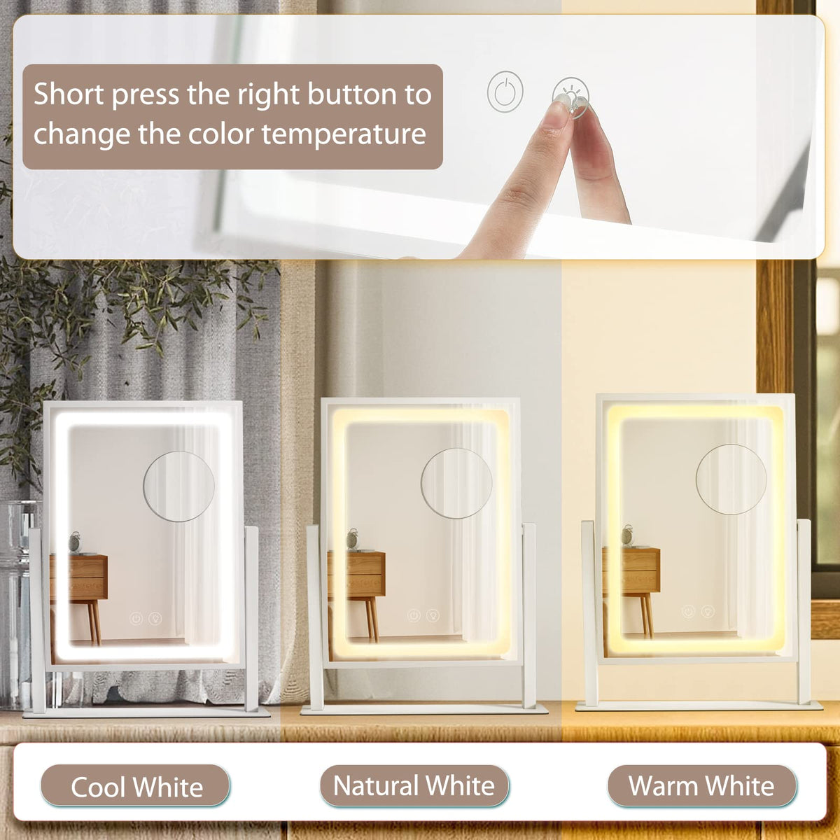 IBRIGHTSO Vanity Mirror with detachable 10x magnifying mirror