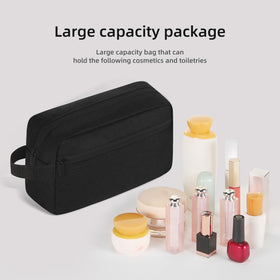 Icramsy Travel Toiletry Bag black side view with handle
