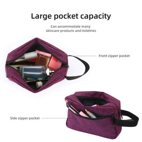 Icramsy Travel Toiletry Bag deep purple open showing interior