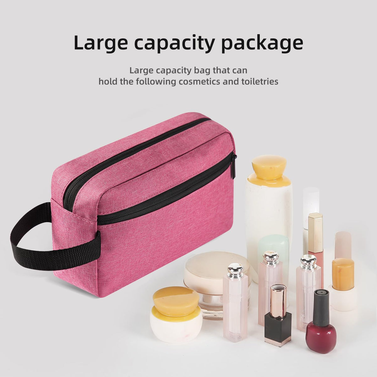Icramsy Travel Toiletry Bag hanging in a bathroom