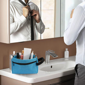 Icramsy Travel Toiletry Bag Lake Blue with handle