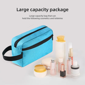 Icramsy Travel Toiletry Bag Lake Blue with zipper detail