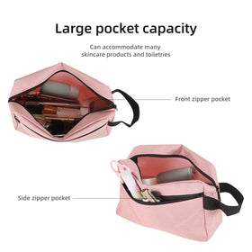 Icramsy Travel Toiletry Bag lifestyle scene on a bathroom counter