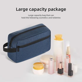 Icramsy Travel Toiletry Bag Navy Blue with toiletries inside