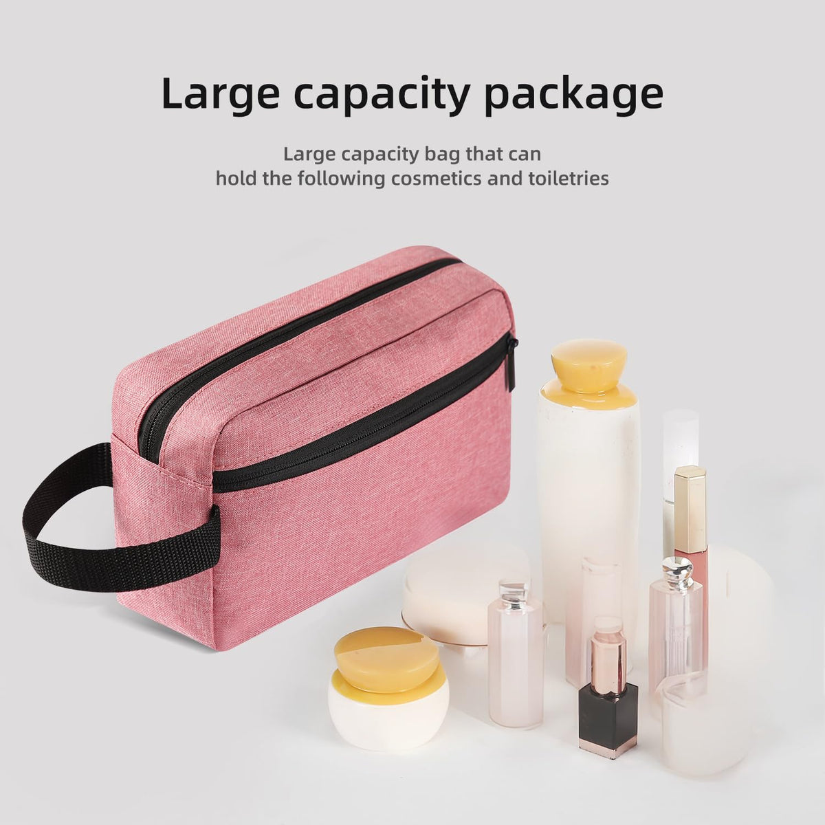 Icramsy Travel Toiletry Bag open with toiletries inside
