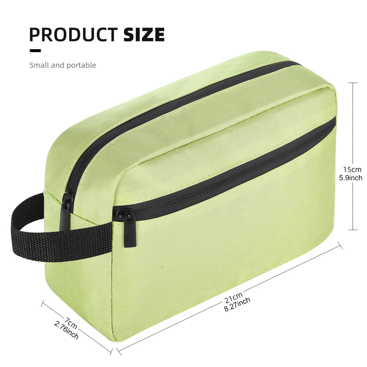Icramsy Travel Toiletry Bag side view showing zipper